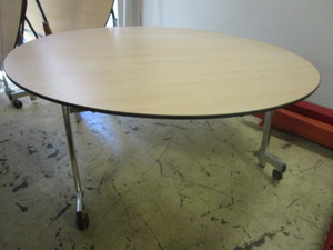 lot 815 image: ROLLINGFOLDING OFFICE TABLE, WITH CHROME LEGS