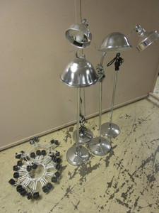 lot 818 image: ADJUSTABLE LAMPS, WITH ROLLING CARTS