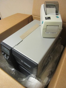 lot 841 image: ZEBRA ZM400 INDUSTRIAL LABEL PRINTER - NEW, AND ZEBRA LP2824 LABEL PRINTER