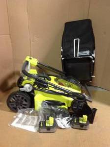 RYOBI 16 in. ONE 18-Volt Lithium-Ion Hybrid Battery Walk Behind Push Lawn Mower - 4.0 Ah BatteryCharger Included&nbsp&nbspin good condition