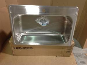 HOUZER Premiere Gourmet Series Drop-In Stainless Steel 33 in. 1-Hole Single Bowl Kitchen Sink&nbsp&nbspin good condition