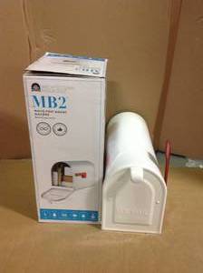 Architectural Mailboxes MB2 Post Mount Mailbox White with Red Flag&nbsp&nbspin good condition