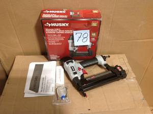 lot 78 image: Husky Pneumatic 2-in-1 18 Gauge 2 in. Brad Nailer and 14 in. Narrow Crown Stapler with Fasteners (400-Count) not used