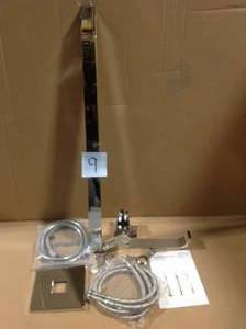 lot 9 image: 1-Handle Freestanding Floor Mount Roman Tub Faucet Bathtub Filler with Hand Shower in Chrome &nbspin good condition