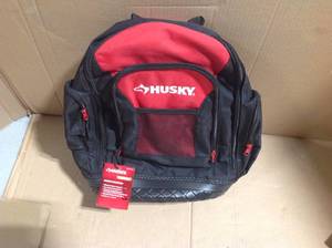 lot 23 image: Husky 18 in. Rubber Bottom Tool Backpack in Red &nbspin good condition
