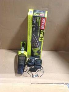 lot 30 image: RYOBI 18-Volt ONE Lithium-Ion Cordless EVERCHARGE Hand Vacuum Kit with 1.3 Ah Compact Battery and Wall AdaptorCharger &nbspin good condition