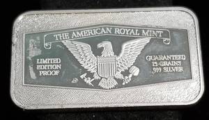 lot 05 image: 1 TROY OZ. .999 FINE SILVER BAR SILVER EAGLE