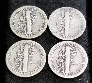 lot 35 image: 4 MERCURY DIMES 1927 1929 1929-S 1930