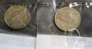 lot 42 image: 2 SILVER US WAR NICKELS 1943 1944