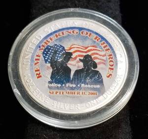 lot 47 image: 2001 AMERICAN SILVER EAGLE 9-11 COMMEMORATIVE IN AIRTITE