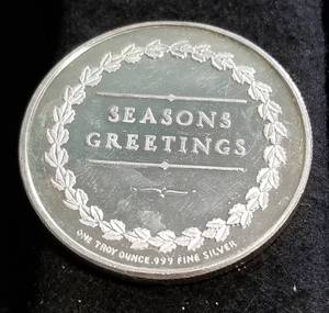 lot 50 image: 1 TROY OZ. .999 FINE SILVER SEASONS GREETINGS