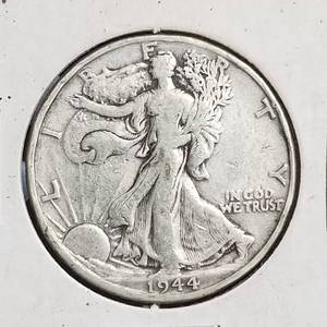 lot 52 image: 2 US SILVER COINS 1944-D HALF DOLLAR 1963 ROOSEVELT DIME