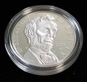 lot 13-A image: 2009-P US ABRAHAM LINCOLN $1 SILVER COMMEMORATIVE