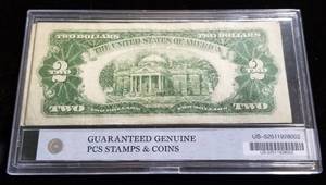 lot 12-A image: 1928-G US $2 RED SEAL FEDERAL RESERVE NOTE