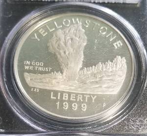 lot 21-A image: 1999-P PROOF YELLOWSTONE US COMMEMORATIVE SILVER DOLLAR PR69 DCAM PCGS