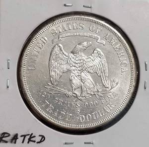 lot 04-A image: 1875-S US TRADE DOLLAR AU58 SHARP COIN