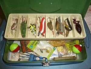 Old Pal Fishing Tackle Box with contents