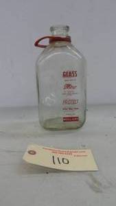 lot 110 image: Vintage Glass Milk Bottle 12 Gal