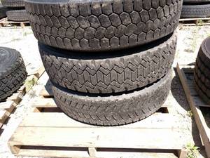lot 26 image: (3) Recap Low Profile 22.5 Tires...