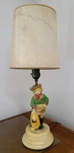 lot 6 image: Vintage Cowgirl Table Chalkware Lamp and Chalk Figurine