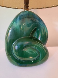 lot 9 image: Mid Century Ceramic Lamp and Awesome Shade