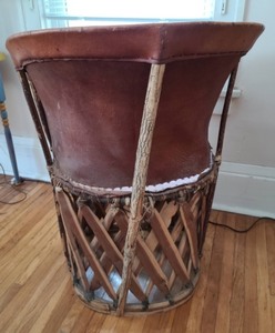 lot 29 image: Handcrafted Wood And Leather Decorative Chair