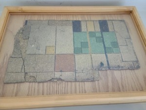 lot 37 image: Framed Piece of Vintage Linoleum