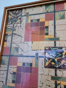 lot 40 image: Framed Vintage Linoleum