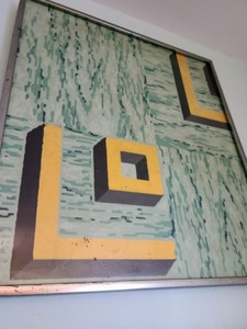 lot 41 image: Framed Piece of Vintage Linoleum