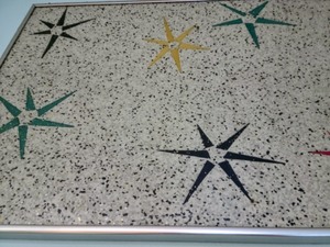 lot 42 image: Framed Piece of Vintage Linoleum