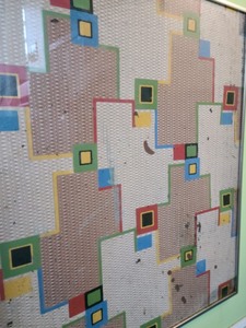 lot 50 image: Framed Piece of Vintage Linoleum