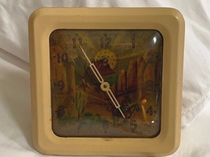 lot 211 image: Fun Vintage Western Themed Alarm Clock by Ingraham