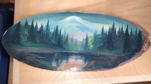 lot 258 image: Hand Painted Wood Slab