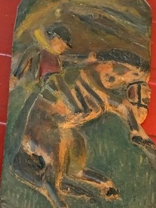 lot 254 image: Hand Carved Western Themed Art