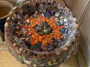 lot 283 image: Mosaic Tiled Birdbath