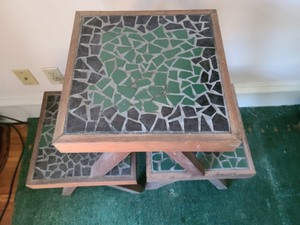 lot 287 image: Trio Of Mosaic Tiled Side Tables