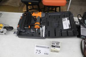 lot 75 image: Ridgid Pneumatic Brad Nailer R213BNA with Case, 1-Box Paslode 1in. 16GA Galv Brads