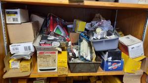 lot 168 image: Electrical Shelf Lot of Switches, Thermostat, GFIs and More