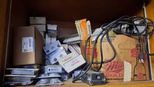 lot 172 image: Electrical Shelf Lot of Electrical Boxes, Wall Plates and More