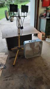 lot 291 image: Halogen Light Tower and Box Fan
