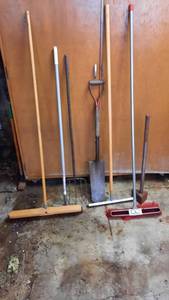 lot 330 image: Lot of Push Brooms, Shovel, Maul and More