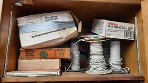 lot 358 image: Electrical Lot - Shelf of Spools of Wire