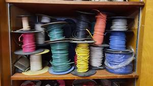 lot 359 image: Electrical Lot - Shelf of Spools of Wire