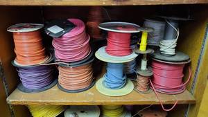 lot 360 image: Electrical Lot - Shelf of Spools of Wire