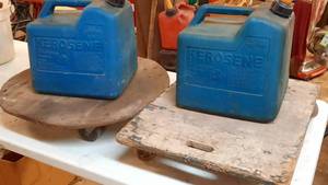 lot 381 image: (2) Moving Dollies and (2) Kerosene Cans