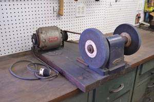 lot 27 image: Craftsman 13 HP Pulley Driven Bench Grinder