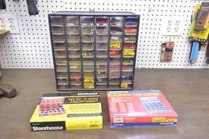 lot 36 image: Parts Bin w Solderless Connectors, Zip Ties and Wire Nuts  2 O-Ring Kits