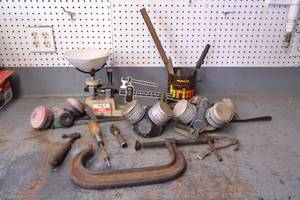 lot 80 image: 9 C Clamp , Balance Scale and More