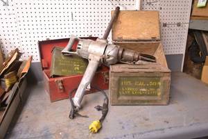 lot 132 image: Large Black and Decker Drill, Ammo Cans and More
