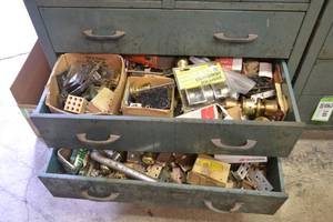 lot 152 image: Contents of (2) Drawers - Door Handles, Hinges and More